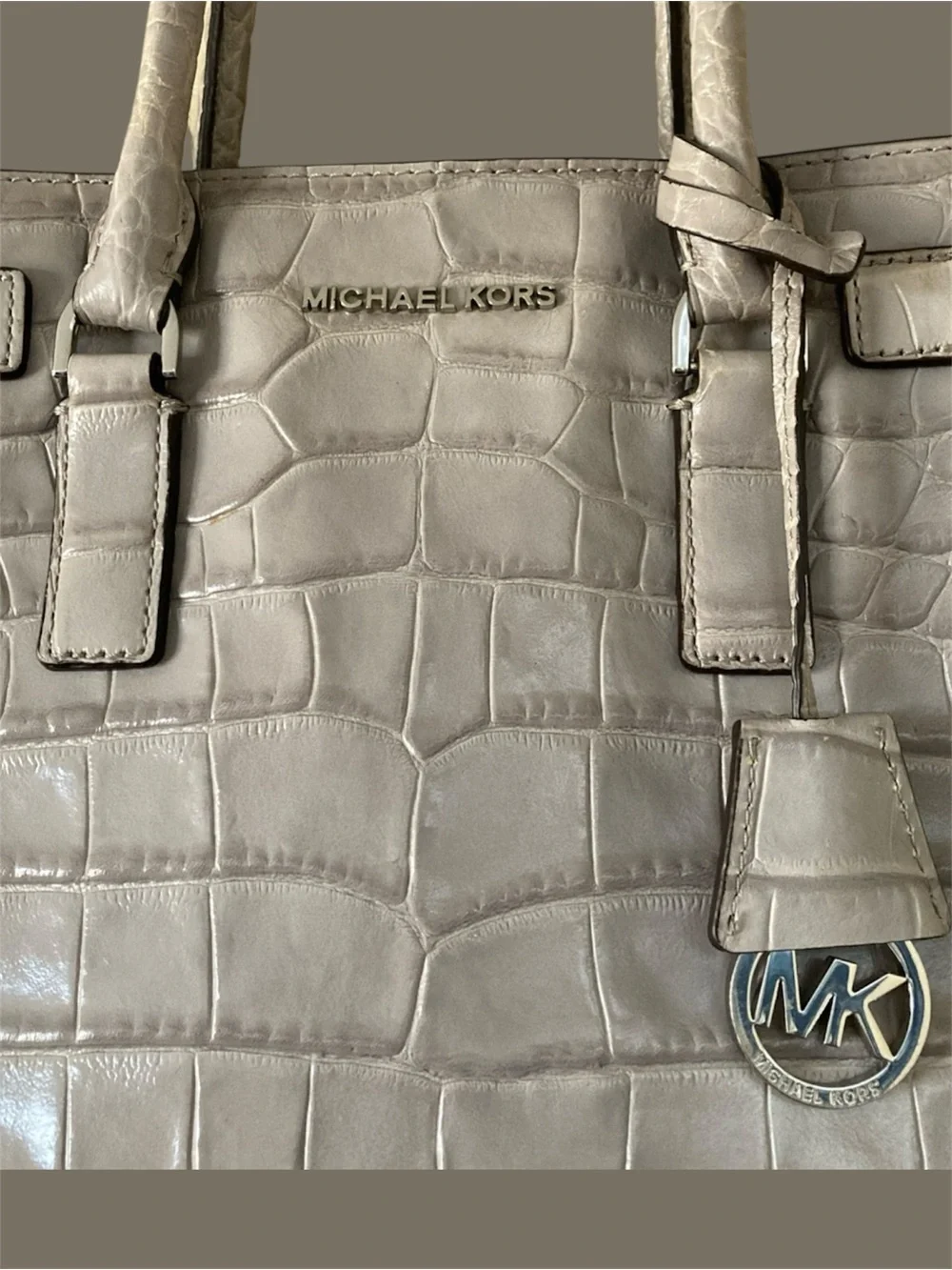 🤩MK💎Dillon Croc Satchel🖤luxury tote🖤MICHAEL KORS Tote work bag travel bag EUC - Picture 7 of 11